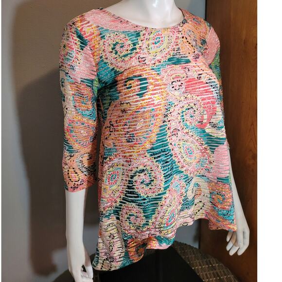 new directions Tops - New Directions Pastel Floral Paisley Blouse Women's Petite Small Flowy Fairycore